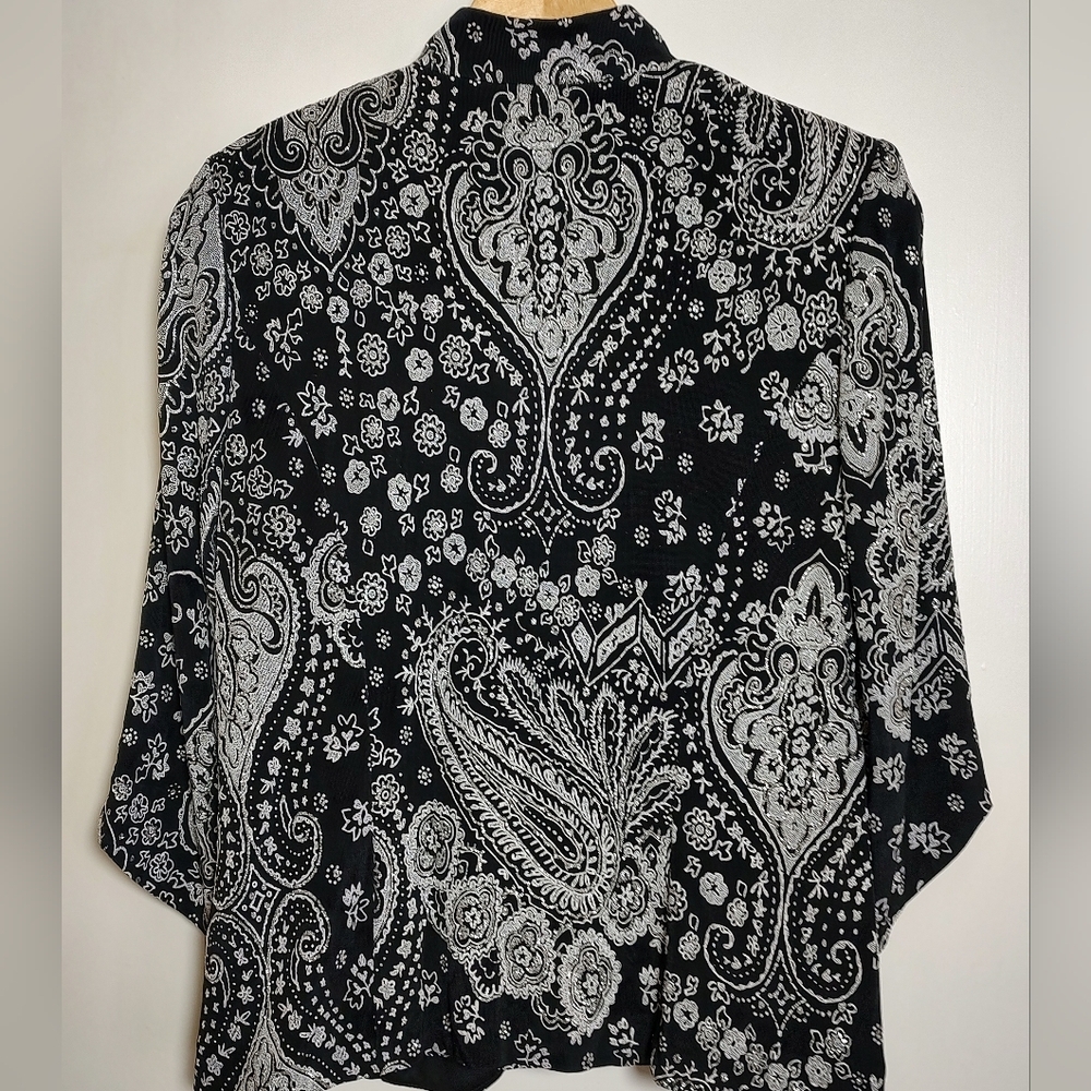 Alex Evenings Black and White Paisley Glitter Tank And Blazer Set - Picture 9 of 13